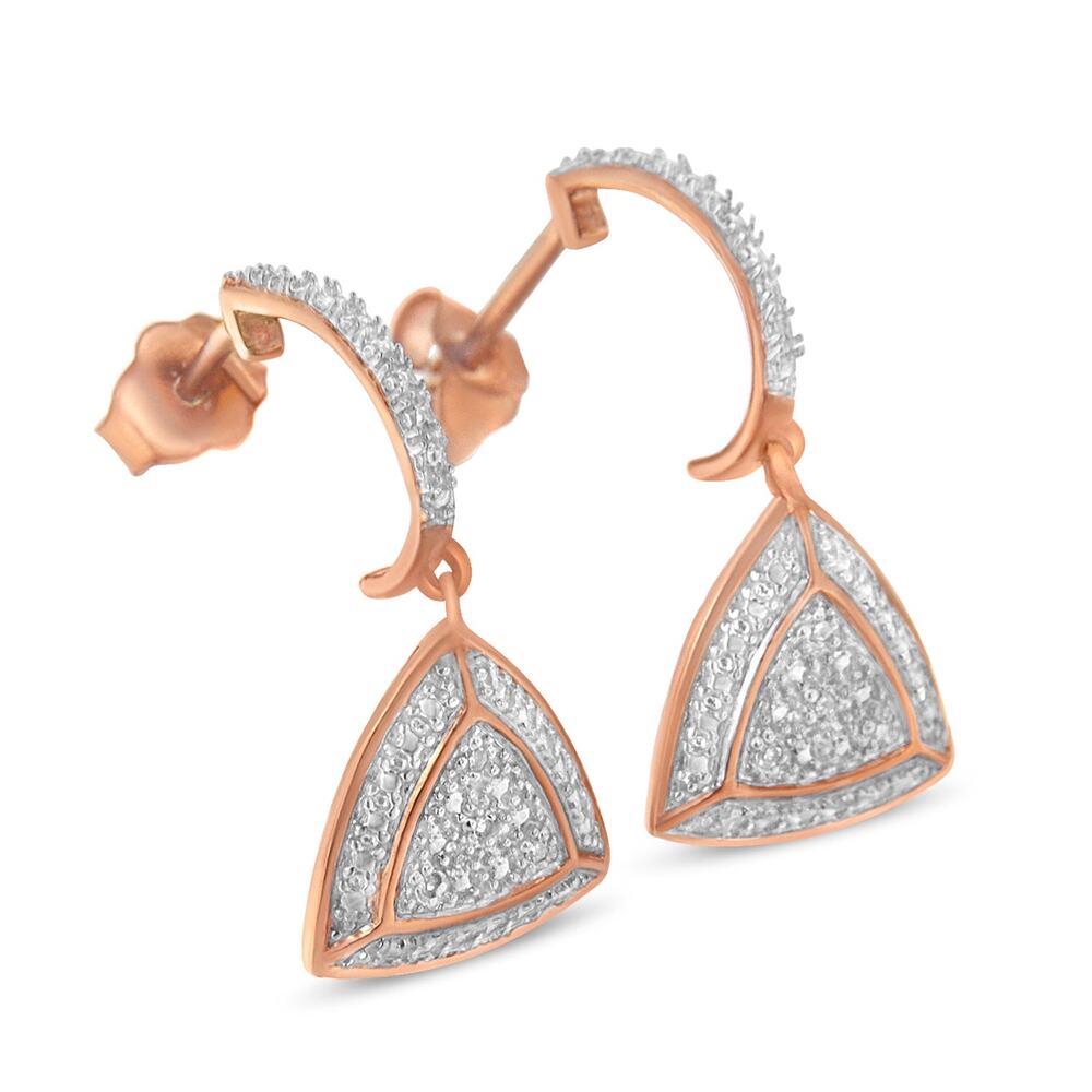 Haus of Brilliance Rose Gold Plated Diamond Dangle Earrings